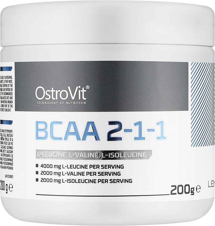 OstrovVit BCAA 2-1-1 is a high-quality supplement designed to support muscle recovery, enhance endurance, and reduce fatigue.