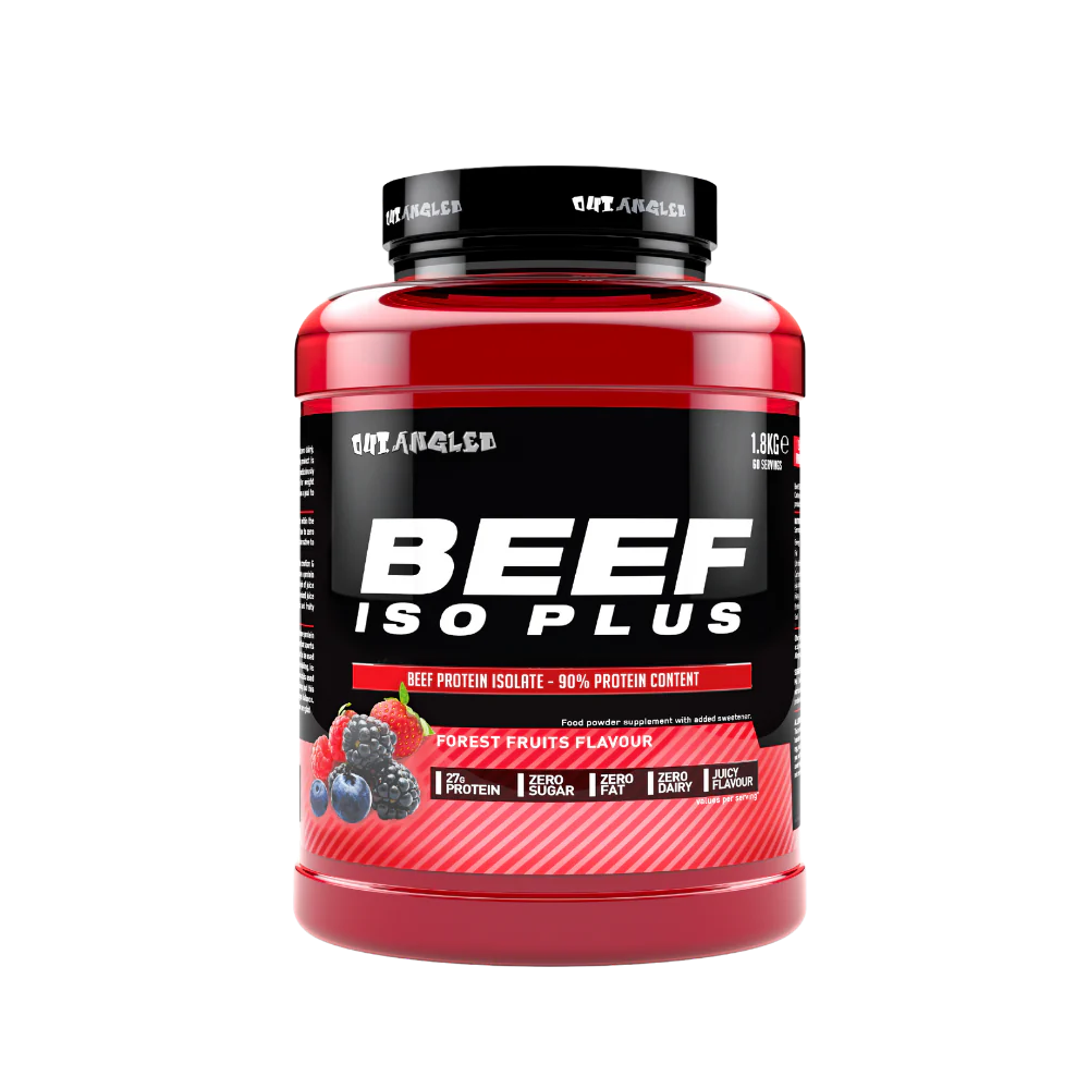 OutAngled Beef Protein Isolate, a premium, high-quality protein source Sourced from 100% hydrolyzed beef protein, this formula delivers fast absorbing muscle-building amino acids to support lean muscle growth, recovery, and strength.