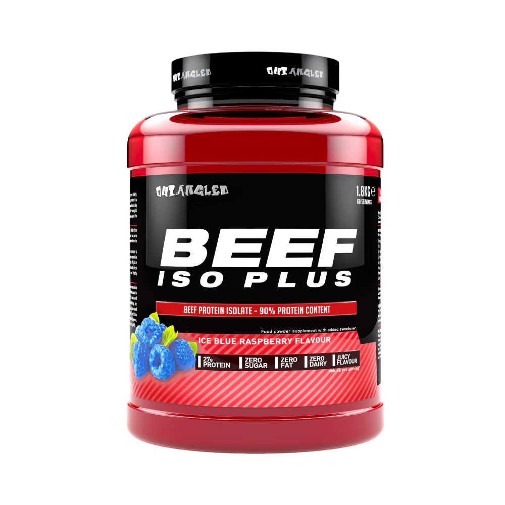 OutAngled Beef Protein Isolate, a premium, high-quality protein source Sourced from 100% hydrolyzed beef protein, this formula delivers fast absorbing muscle-building amino acids to support lean muscle growth, recovery, and strength.
