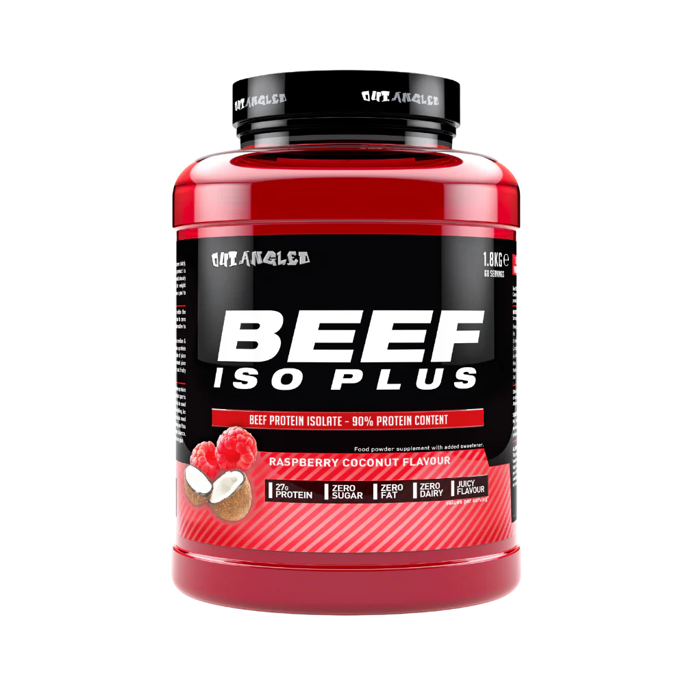 OutAngled Beef Protein Isolate, a premium, high-quality protein source Sourced from 100% hydrolyzed beef protein, this formula delivers fast absorbing muscle-building amino acids to support lean muscle growth, recovery, and strength.