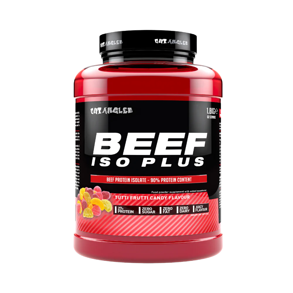 OutAngled Beef Protein Isolate, a premium, high-quality protein source Sourced from 100% hydrolyzed beef protein, this formula delivers fast absorbing muscle-building amino acids to support lean muscle growth, recovery, and strength.