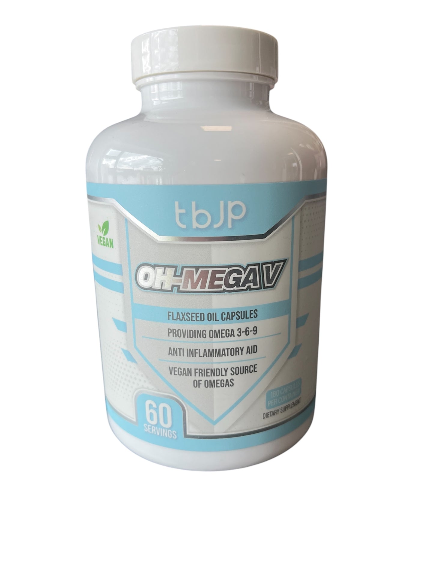 Enhance your health with TBJP oh-Mega V Our vegan-friendly capsules deliver optimal doses of Omega 3,6 and 9 form high-quality flaxseed oil, supporting heart, brain, and joint wellness.