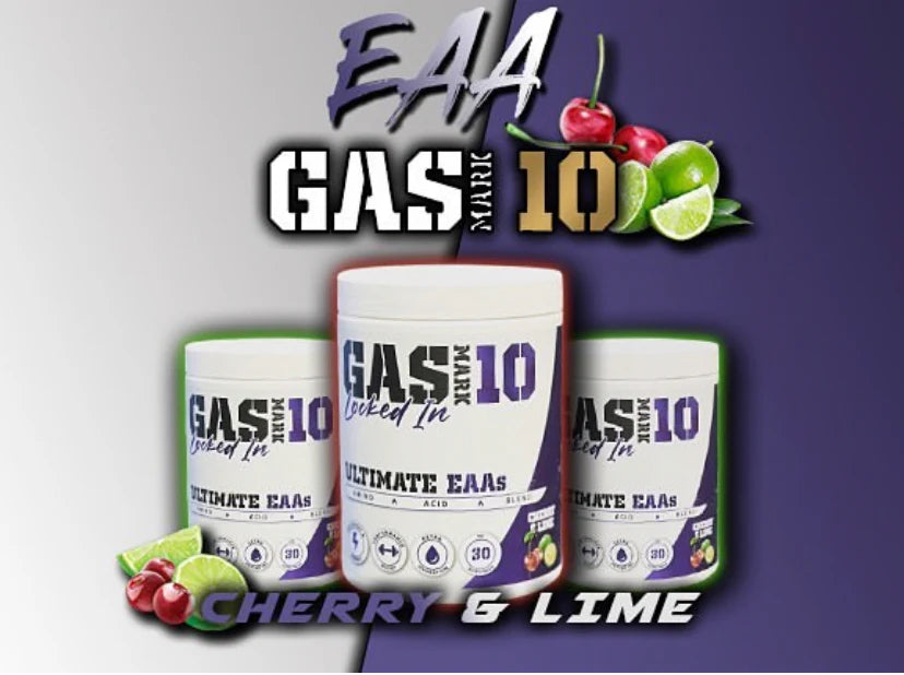 Fuel your workouts with Gas Mark 10 Locked-In EAAs - a powerful blend of essential amino acids.