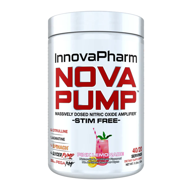 Innovapharm NovaPump is the ultimate stim-free pre-workout formula, designed to deliver skin-splitting muscle pumps, increase vascularity, and enhanced performance without the need for caffeine or stimulants. Perfect for those training late at night or stacking with a stim-based pre-workout, NovaPump fuels your workouts with scientifically-backed ingredients for peak performance.
