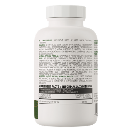 OstroVit Tryptophan VEGE is a high quality dietary supplement that contains the valuable amino acid L-tryptophan. It is a vegan preparation available in the form of easy to swallow capsules, created for people who care about the proper regeneration of the body and supplementing the daily diet with a valuable compound.