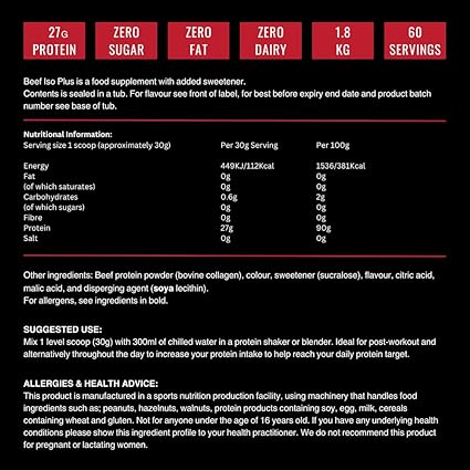 Beef Iso Plus nutritional information