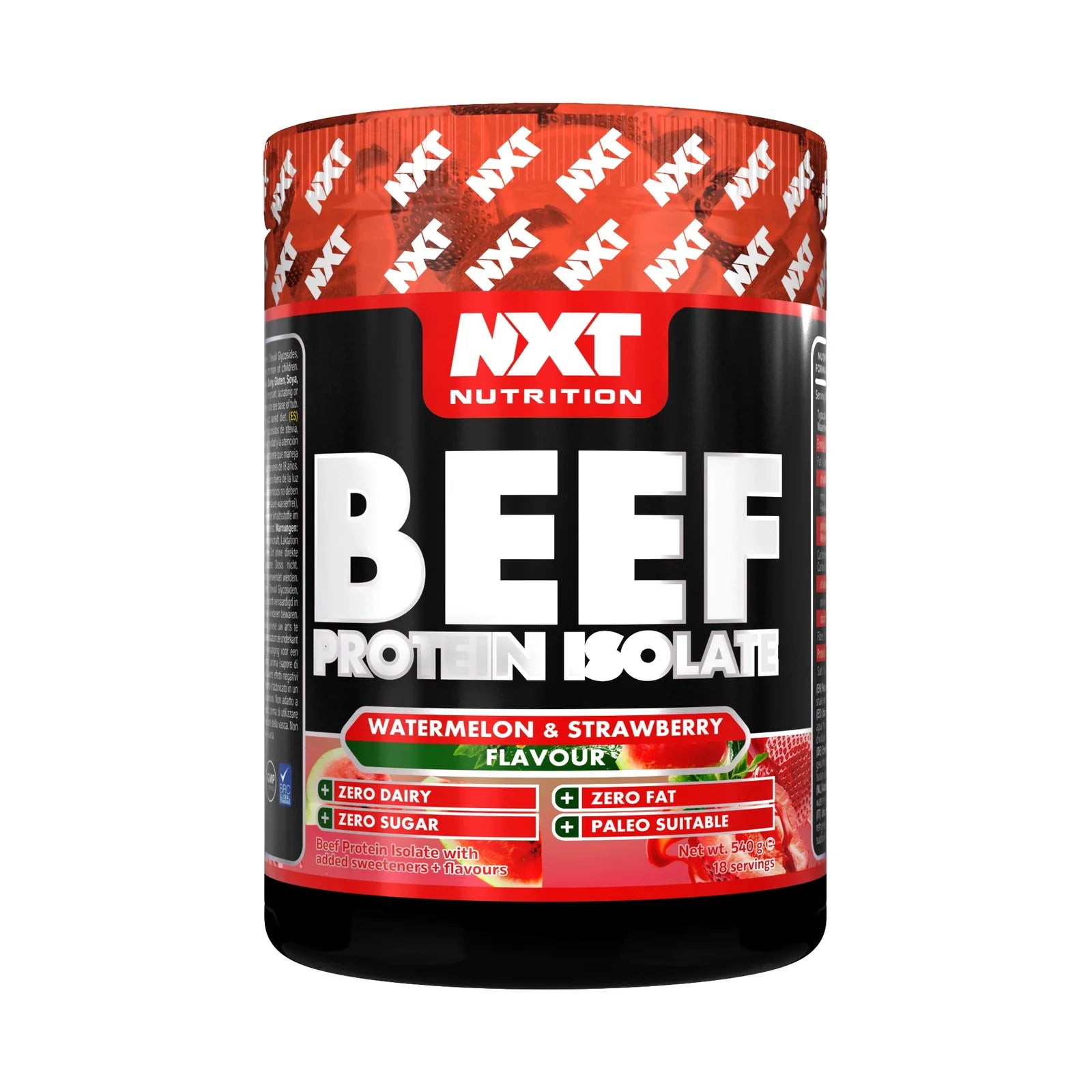 NXT Nutrition’s Beef Protein Isolate is an innovative, high-quality source of protein that is high in muscle-building amino acids and low in carbohydrates and fats (0grams of each).
Ideal for people who are sensitive to dairy products or lactose intolerant. Beef Protein Isolate packs 27grams of protein per 30gram scoop and 90grams of protein per 100grams of product making it an equal competitor to whey.