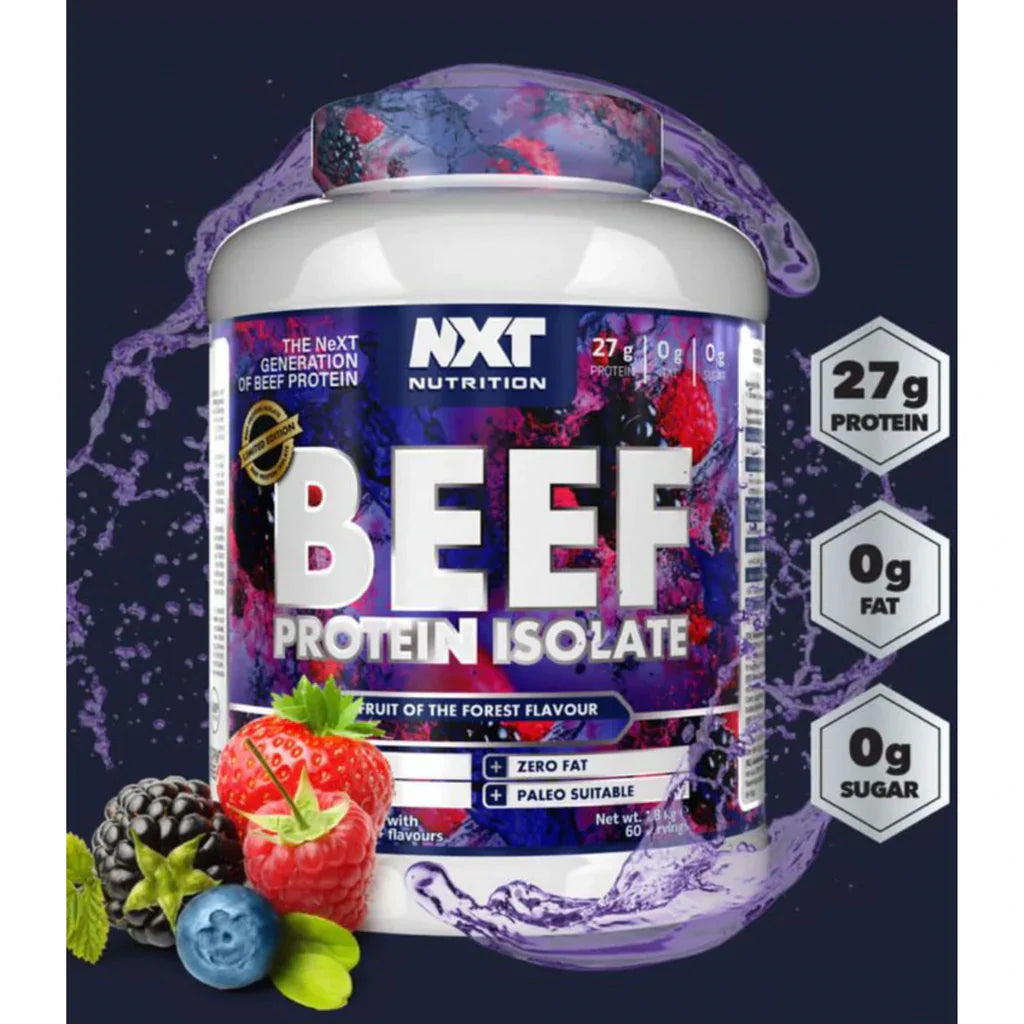 Fuel your fitness journey with NXT Nutrition Beef Protein Isolate, the ultimate high-performance protein supplement designed to support muscle growth, recovery, and strength.