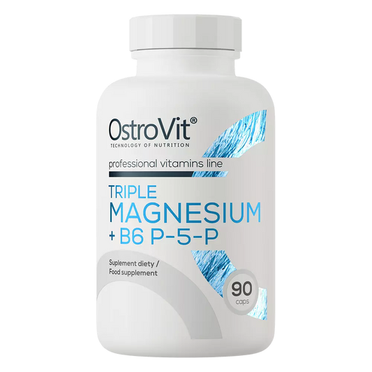 Optimize your performance and recovery with OstroVit Triple Magnesium + B6 P-5-P. This premium formula combines three highly bioavailable forms of magnesium with activated vitamin B6 (P-5-P) to support muscle function, reduce fatigue, and enhance overall well-being.