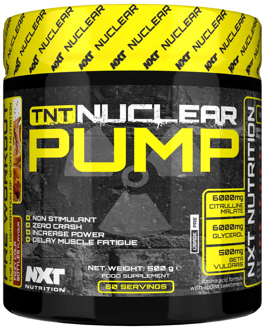 Powerful non-stimulant pre-workout pump formula for nitric oxide production. Increases intracellular water levels and nutrient delivery. Delays fatigue, increases strength gains and enhances recovery between sets.