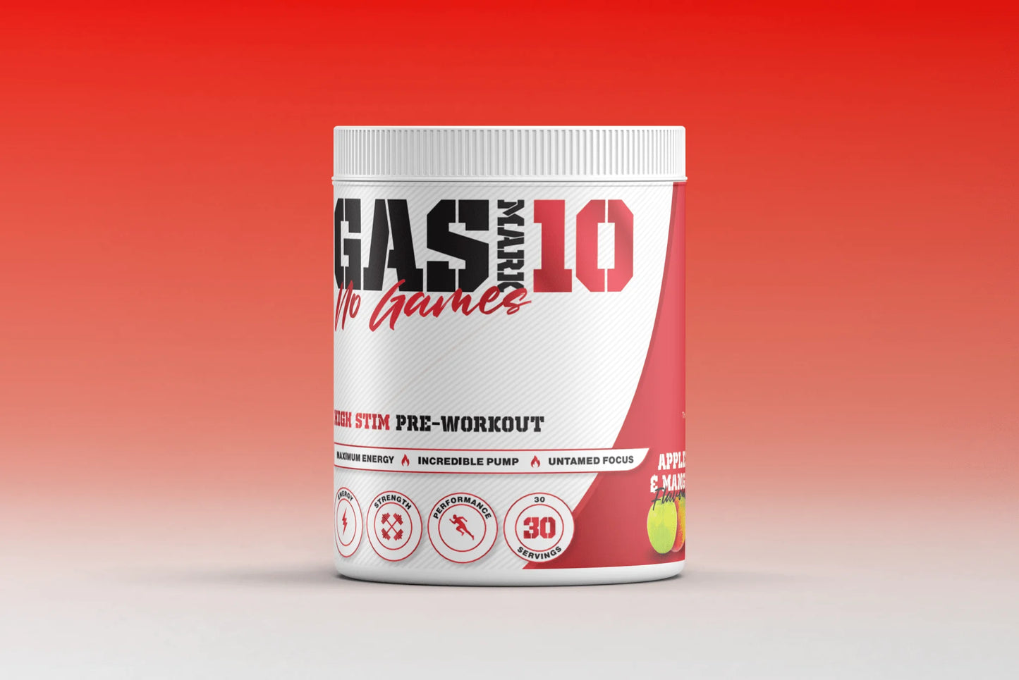 Experience intense energy, razor-sharp focus, and skin splitting pumps with Gas Mark 10 No Games - the ultimate high-stim pre-workout for serious lifters.