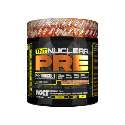 NXT Nutrition TNT Nuclear PRE 240g

- HIGH STRENGTH FORMULA*

- 350mg Caffeine

- 3g Beta Alanine

- 3g Arginine

1g Citrulline Malate

A blistering combination of ingredients designed to maximise intensity, TNT Nuclear PRE covers performance from every conceivable angle.