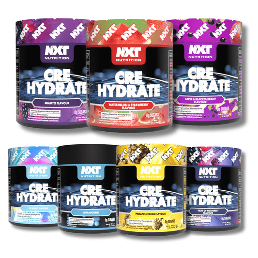 NXT Cre Hydrate combines pure creatine monohydrate with essential electrolytes magnesium malate and potassium citrate to support both performance and hydration. This powder mixes easily with water or your favourite beverage, making it the perfect addition to your pre or post-workout routine.