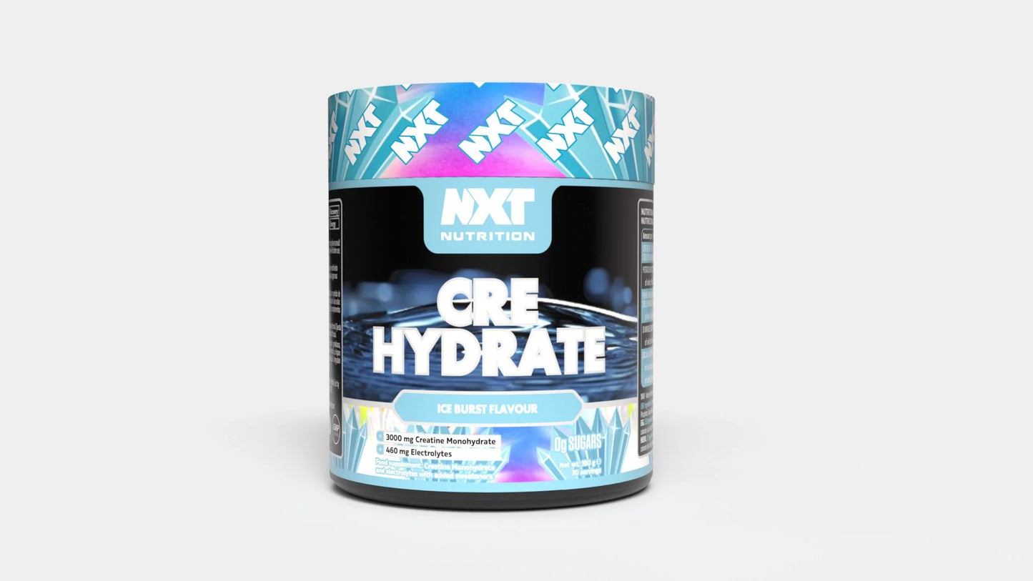 NXT Cre Hydrate combines pure creatine monohydrate with essential electrolytes magnesium malate and potassium citrate to support both performance and hydration. This powder mixes easily with water or your favourite beverage, making it the perfect addition to your pre or post-workout routine.