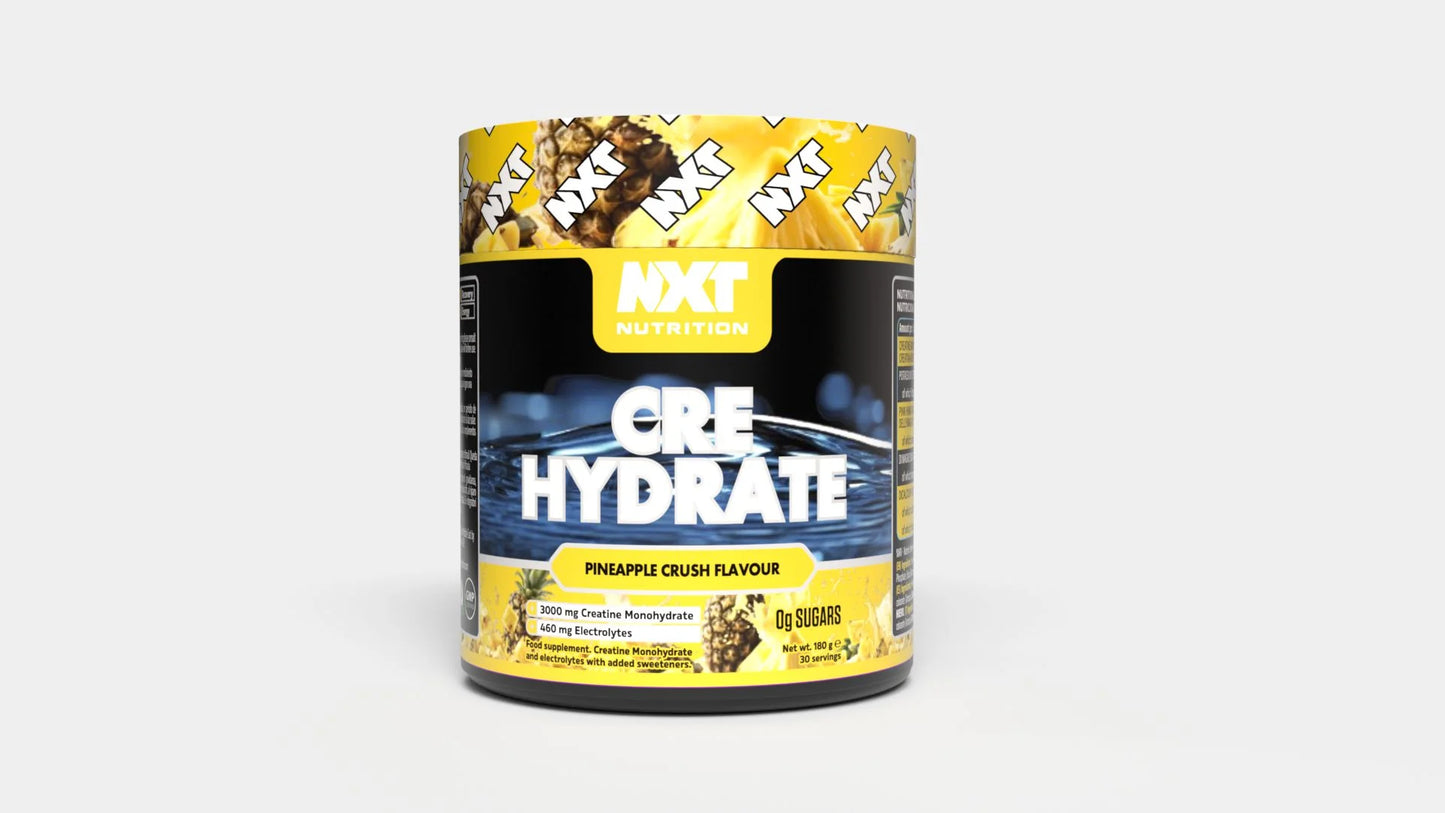 NXT Cre Hydrate combines pure creatine monohydrate with essential electrolytes magnesium malate and potassium citrate to support both performance and hydration. This powder mixes easily with water or your favourite beverage, making it the perfect addition to your pre or post-workout routine.