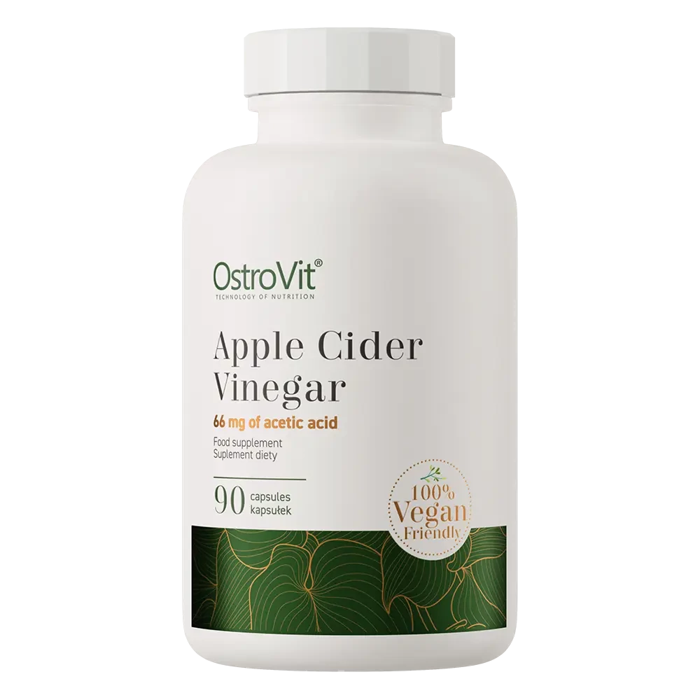 OstroVit Apple Cider Vinegar is a high-quality dietary supplement containing apple cider vinegar standardized to 11% acetic acid. This vegan product, available in easy-to-swallow capsules, is designed for those who value a healthy and beautiful appearance, as well as those who want to supplement their daily diet with this valuable compound.