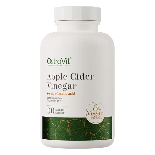OstroVit Apple Cider Vinegar is a high-quality dietary supplement containing apple cider vinegar standardized to 11% acetic acid. This vegan product, available in easy-to-swallow capsules, is designed for those who value a healthy and beautiful appearance, as well as those who want to supplement their daily diet with this valuable compound.