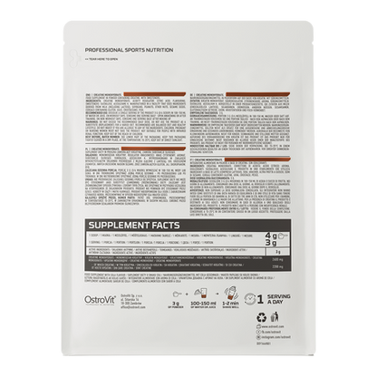 OstroVit Creatine Monohydrate is a high-quality dietary supplement that is a source of creatine in the form of monohydrate. It is a preparation available in a powder form, in various flavours, which does not contain added sugar. It is a product created for athletes and physically active people who want to supplement their menu with a valuable ingredient.
