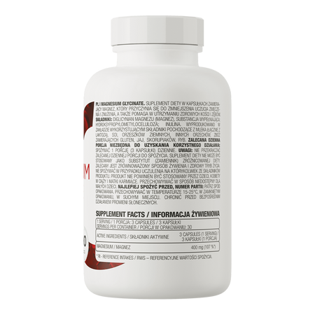 OstroVit Magnesium Glycinate is a premium dietary supplement providing highly absorbable magnesium in the form of magnesium bisglycinate. Delivered in easy-to-swallow capsules, it's designed for individuals seeking to enrich their daily diet with this essential macronutrient.
