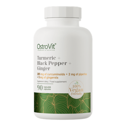 OstroVit Tumeric + Black Pepper + Ginger is a premium vegan supplement designed to support overall well-being, joint health, and digestion-perfect for athletes and fitness enthusiasts.