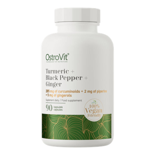 OstroVit Tumeric + Black Pepper + Ginger is a premium vegan supplement designed to support overall well-being, joint health, and digestion-perfect for athletes and fitness enthusiasts.