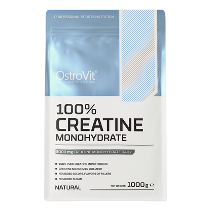 OstroVit Creatine Monohydrate is a high-quality dietary supplement that is a source of creatine in the form of monohydrate. It is a preparation with simple composition, available in a convenient powder form. designed to support strength, endurance, and muscle growth.