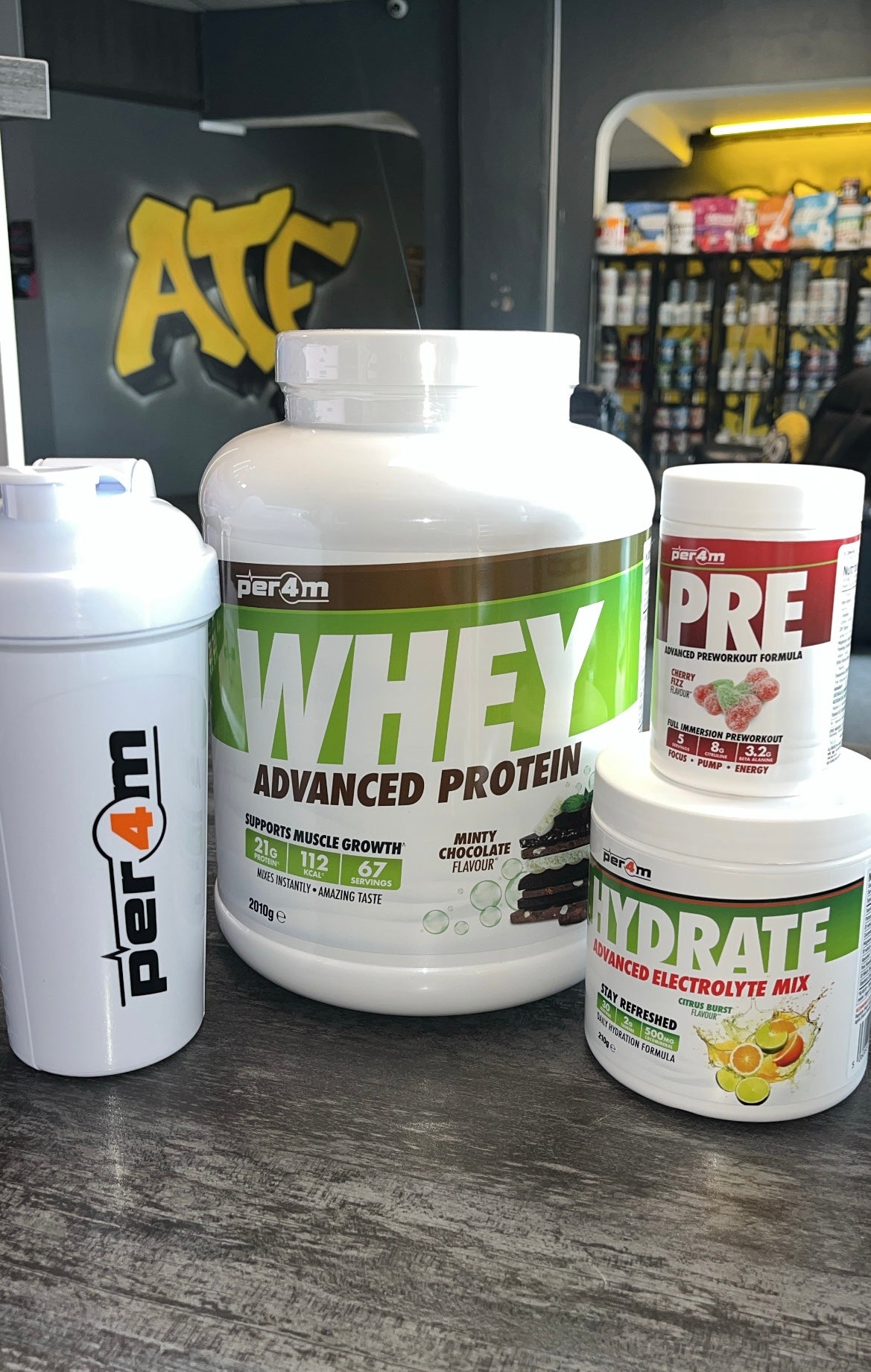 Per4m Performance Bundle - Whey Protein + Hydrate + Free Shaker + Free Pre-Workout Sample €70