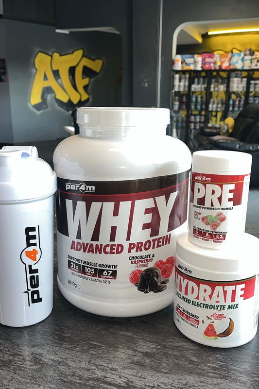 Per4m Performance Bundle - Whey Protein + Hydrate + Free Shaker + Free Pre-Workout Sample €70