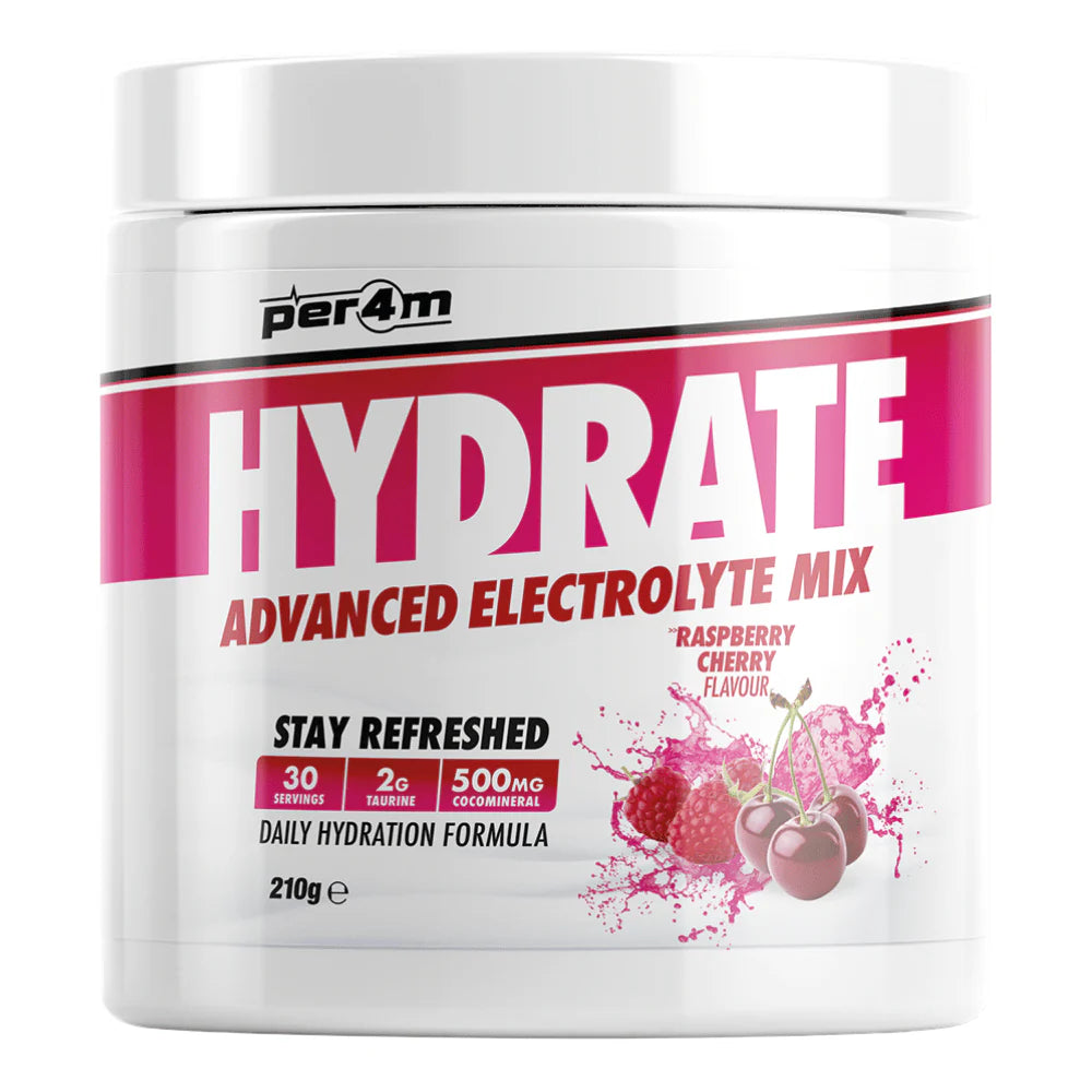 Per4m Hydrate - Advanced Electrolyte Replenishment designed to support optimal fluid balance, endurance, and recovery. Packed with essential electrolytes like sodium, potassium, and magnesium, it helps replenish minerals lost through sweat, reducing fatigue and preventing dehydration.