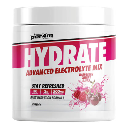 Per4m Hydrate - Advanced Electrolyte Replenishment designed to support optimal fluid balance, endurance, and recovery. Packed with essential electrolytes like sodium, potassium, and magnesium, it helps replenish minerals lost through sweat, reducing fatigue and preventing dehydration.