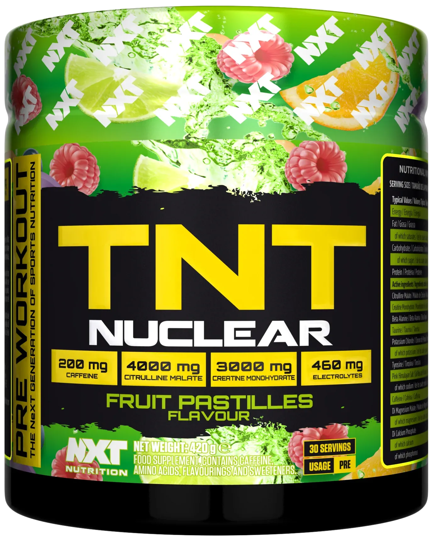 NXT Nutrition TNT Nuclear 420g is a cutting-edge pre-workout supplement engineered for athletes and fitness enthusiasts seeking explosive energy, laser-sharp focus, and enhanced endurance