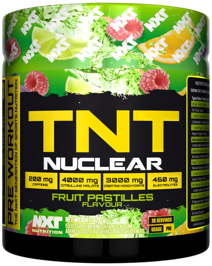 NXT Nutrition TNT Nuclear 420g is a cutting-edge pre-workout supplement engineered for athletes and fitness enthusiasts seeking explosive energy, laser-sharp focus, and enhanced endurance