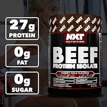 NXT Nutrition’s Beef Protein Isolate is an innovative, high-quality source of protein that is high in muscle-building amino acids and low in carbohydrates and fats (0grams of each).

Ideal for people who are sensitive to dairy products or lactose intolerant. Beef Protein Isolate packs 27grams of protein per 30gram scoop and 90grams of protein per 100grams of product making it an equal competitor to whey.