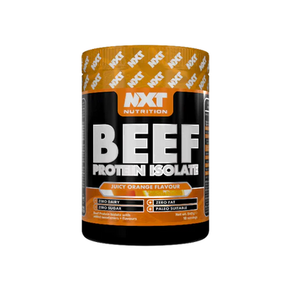 NXT Nutrition’s Beef Protein Isolate is an innovative, high-quality source of protein that is high in muscle-building amino acids and low in carbohydrates and fats (0grams of each).

Ideal for people who are sensitive to dairy products or lactose intolerant. Beef Protein Isolate packs 27grams of protein per 30gram scoop and 90grams of protein per 100grams of product making it an equal competitor to whey.