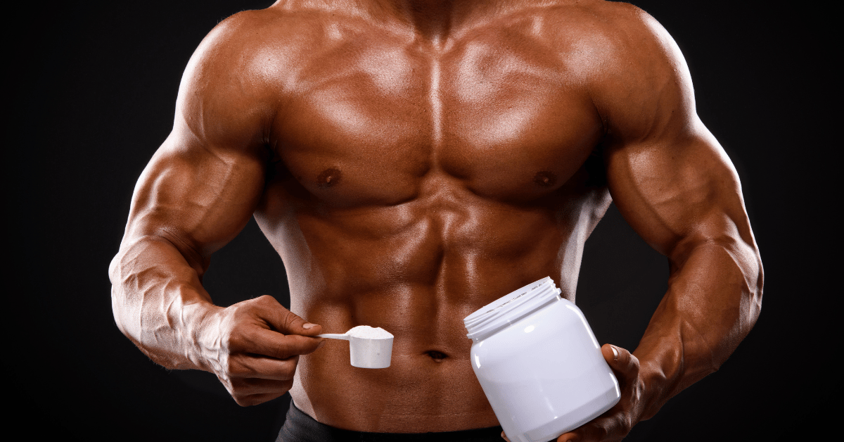 man with supplement powder