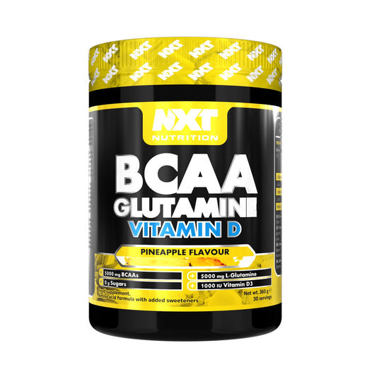 Support muscle recovery and immune health with NXT BCAA Glutamine & Vitamin D.