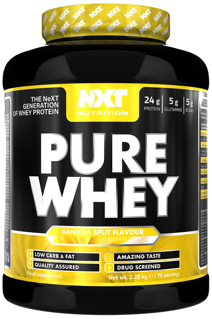 Fuel your fitness journey with NXT Pure Whey Protein, a premium blend of high-quality whey protein concentrate and isolate, designed to support muscle growth, recovery, and performance. Whether you're aiming to build lean muscle, enhance recovery, or boost daily protein intake, NXT Pure Whey provides the essential nutrients your body needs.