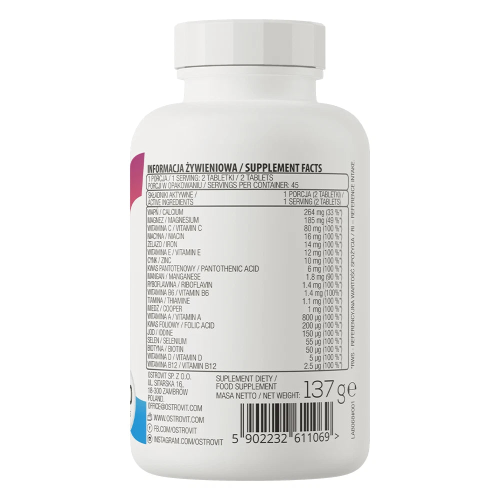 OstroVit VIT & MIN 90 tabs is a comprehensive dietary supplement that provides the body with essential vitamins and minerals that support overall health.