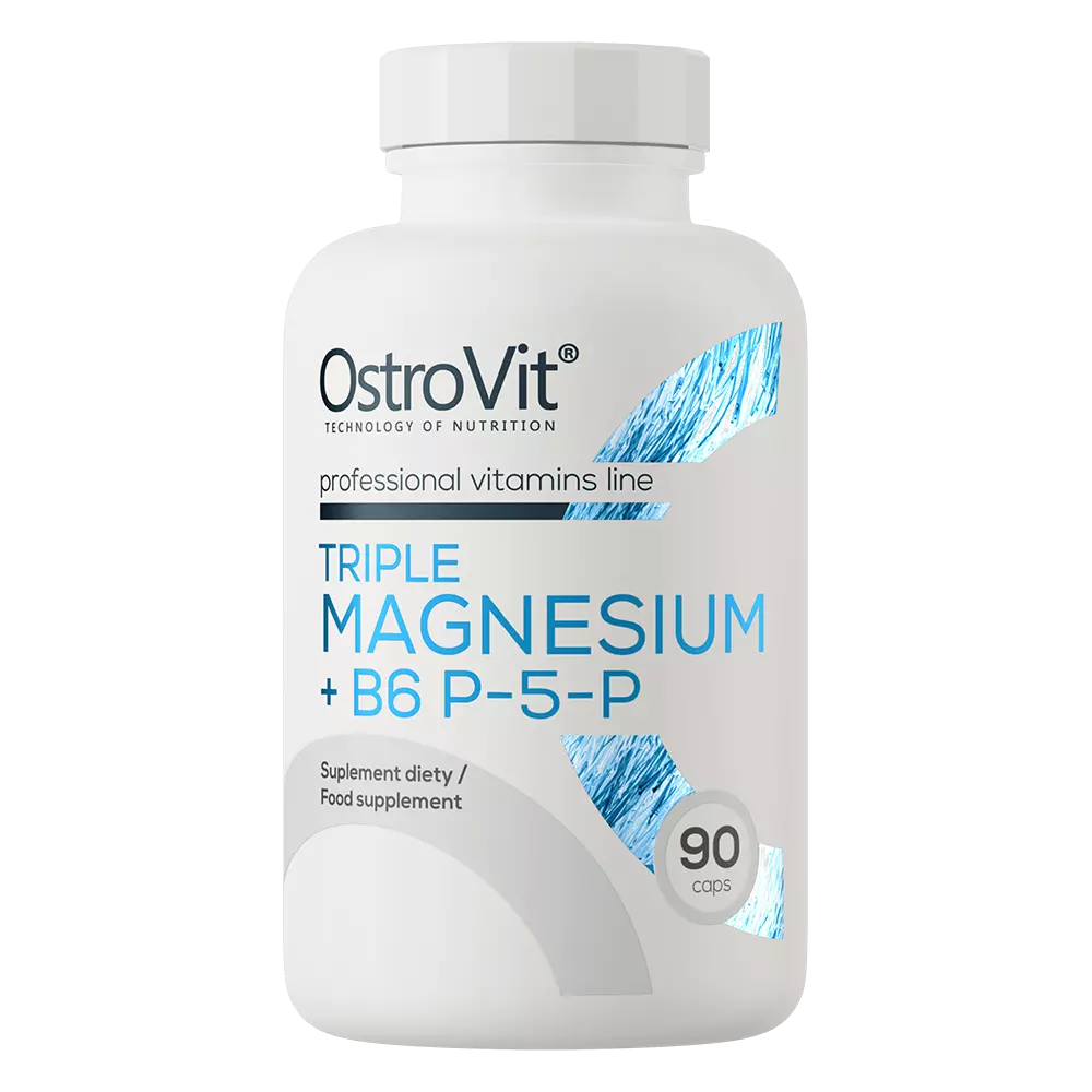 Optimize your performance and recovery with OstroVit Triple Magnesium + B6 P-5-P. This premium formula combines three highly bioavailable forms of magnesium with activated vitamin B6 (P-5-P) to support muscle function, reduce fatigue, and enhance overall well-being.