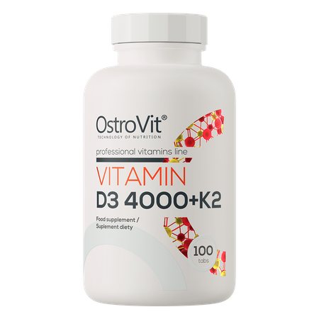 Boost your performance and overall health with OstroVit Vitamin D3 4000 &amp; K2 - 100 TABLETS, a premium supplement designed for athletes and active individuals.&nbsp; This powerful formula combines high-strength vitamin D3 (4000 IU) and vitamin K2 (MK-7) to support bone health, muscle function, and immune system performance.