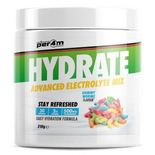 Per4m Hydrate - Advanced Electrolyte Replenishment designed to support optimal fluid balance, endurance, and recovery. Packed with essential electrolytes like sodium, potassium, and magnesium, it helps replenish minerals lost through sweat, reducing fatigue and preventing dehydration.